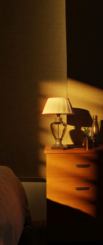lighting lamp on dresser