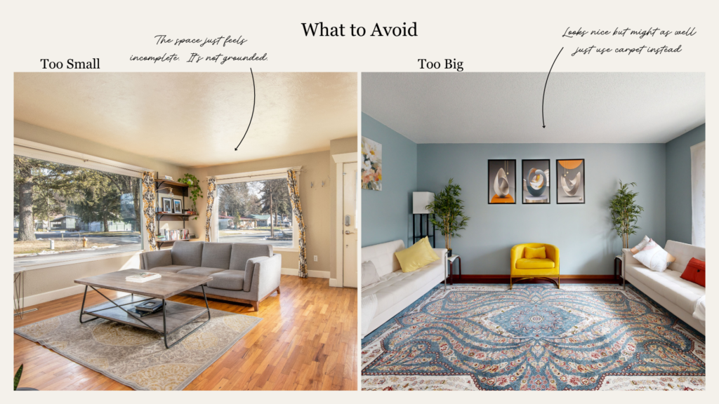 what to avoid, living room rugs