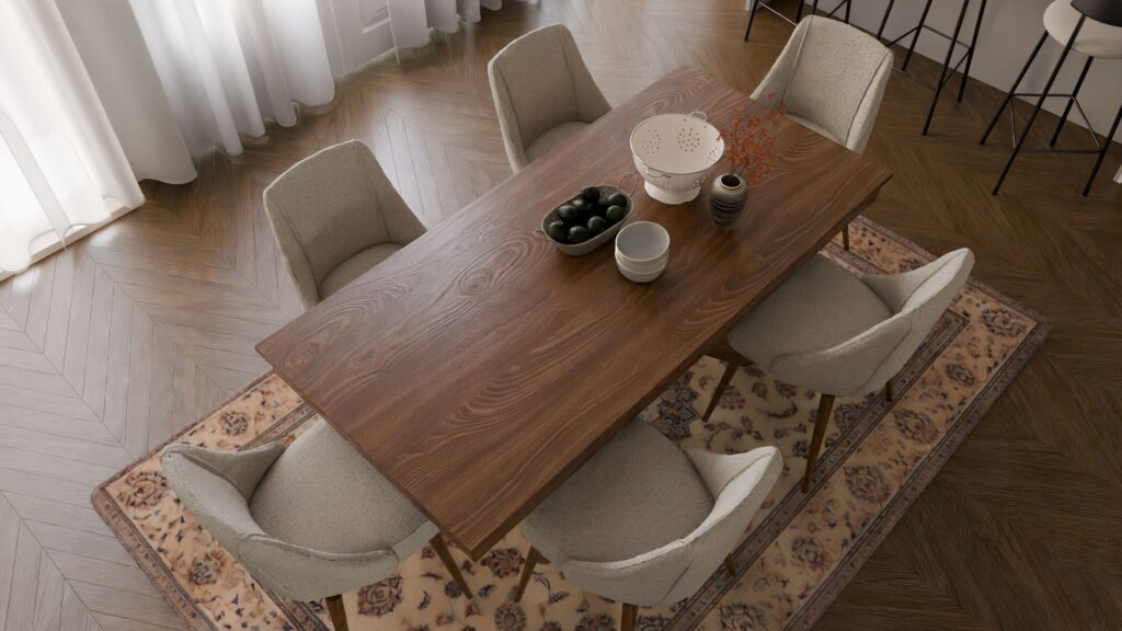 top view of wood table